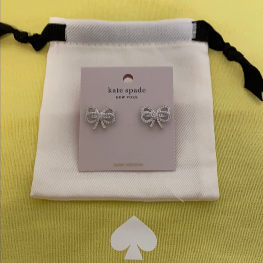 NWT Kate Spade bow meets girl pave studs